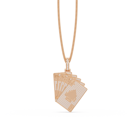 Iced Out Playing Cards Lab grown Diamond Pendant Necklace - HIGHCARAT DIAMONDS