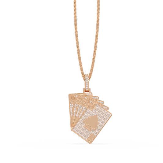 Iced Out Playing Cards Lab grown Diamond Pendant Necklace - HIGHCARAT DIAMONDS