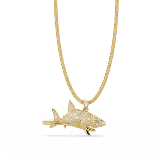 Iced Out Shark Lab Grown Diamond Hip Hop Pendant - HIGHCARAT DIAMONDS