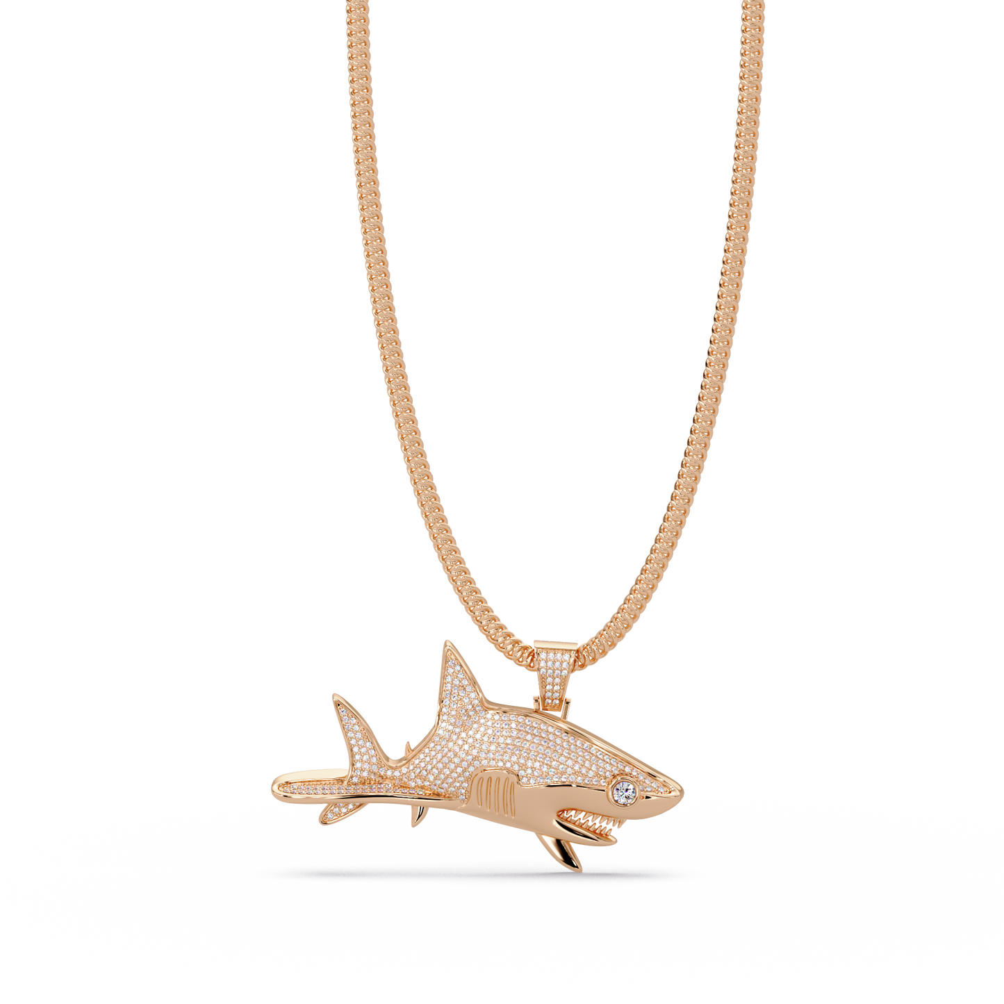 Iced Out Shark Lab Grown Diamond Hip Hop Pendant - HIGHCARAT DIAMONDS