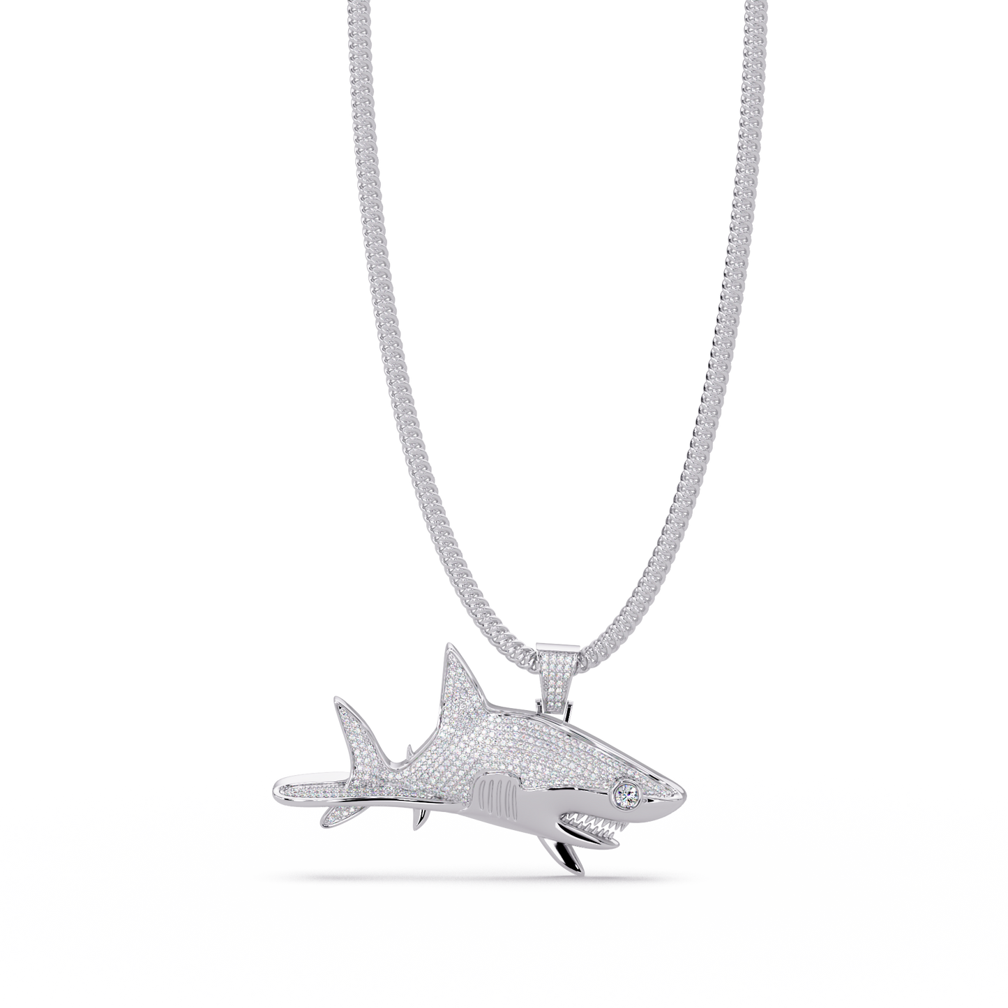 Iced Out Shark Lab Grown Diamond Hip Hop Pendant - HIGHCARAT DIAMONDS