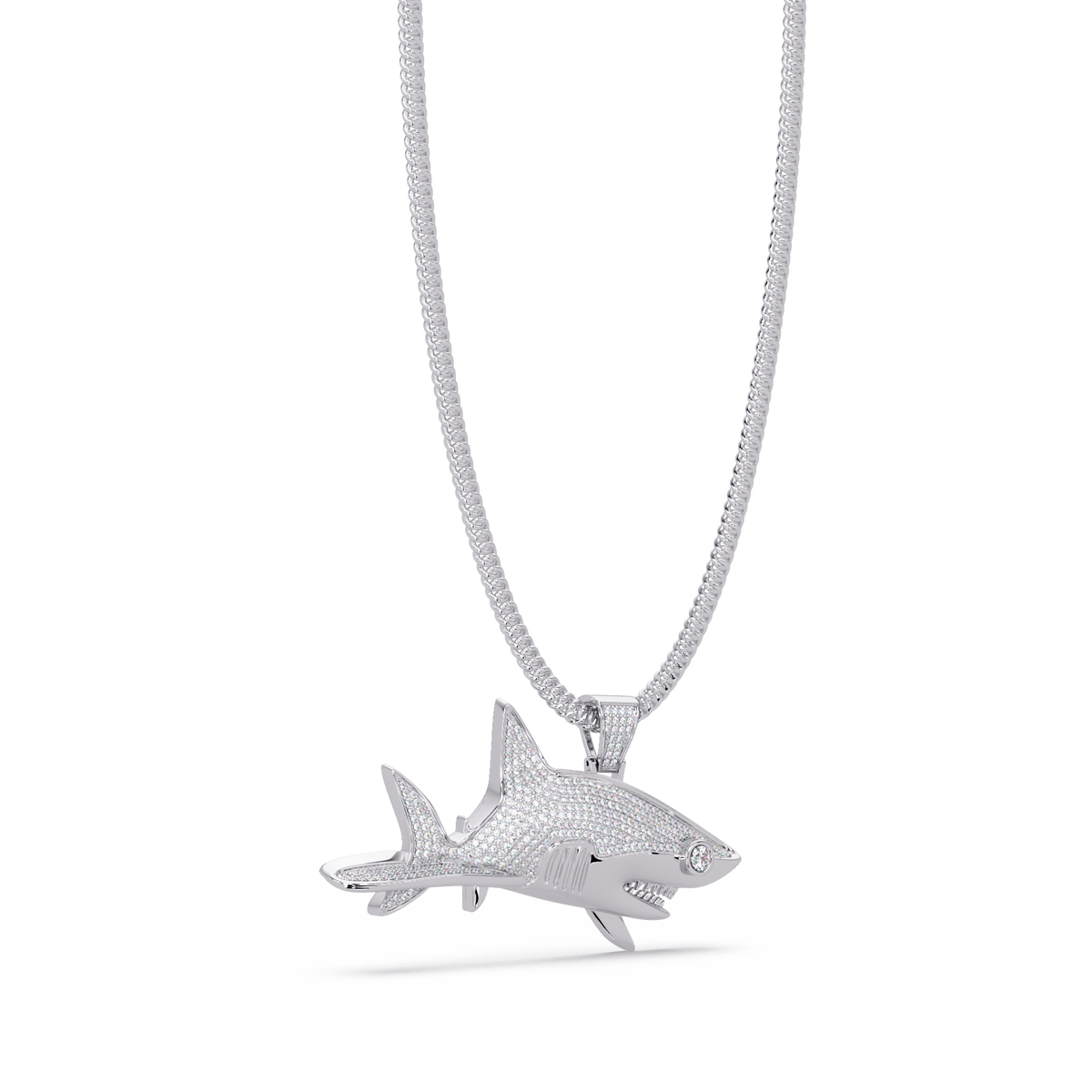 Iced Out Shark Lab Grown Diamond Hip Hop Pendant - HIGHCARAT DIAMONDS