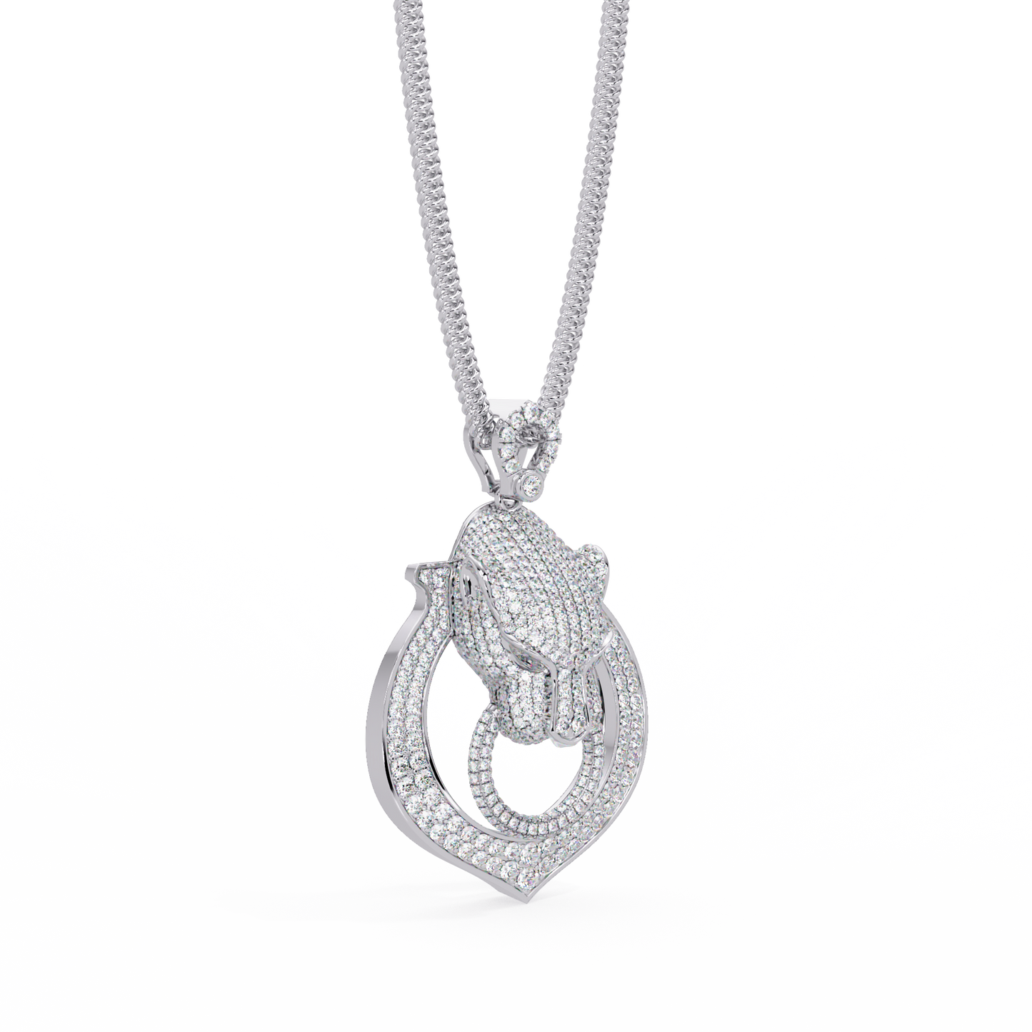 Iced Panther Drop Frame Lab Grown Diamond Pendant - HIGHCARAT DIAMONDS