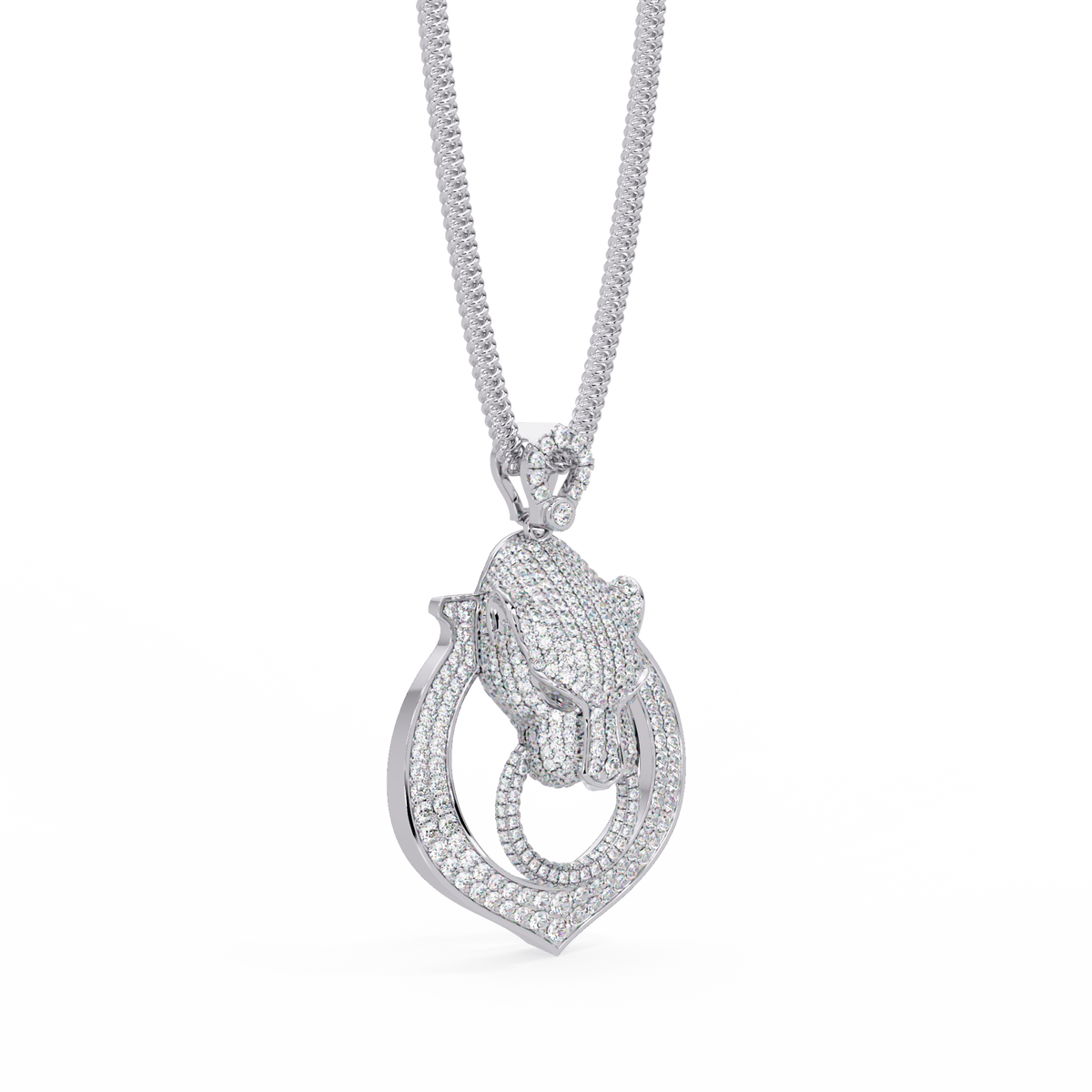 Iced Panther Drop Frame Lab Grown Diamond Pendant - HIGHCARAT DIAMONDS