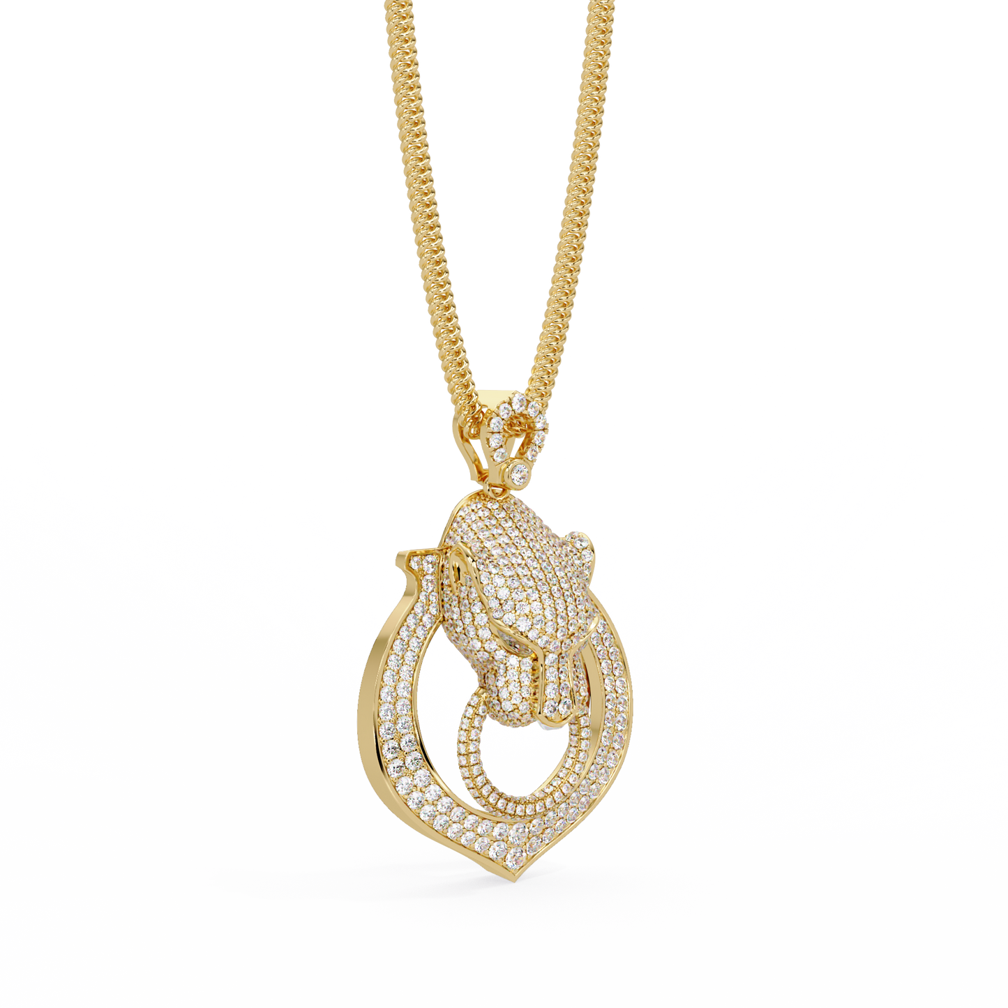Iced Panther Drop Frame Lab Grown Diamond Pendant - HIGHCARAT DIAMONDS