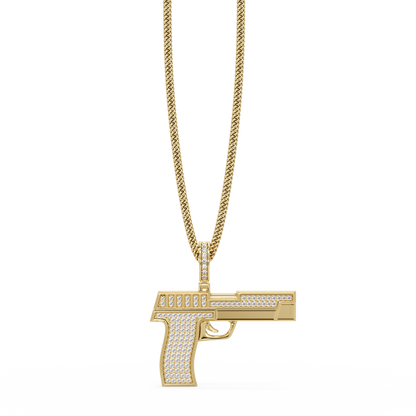 Iced Pistol Lab Grown Diamond Pendant Necklace - HIGHCARAT DIAMONDS