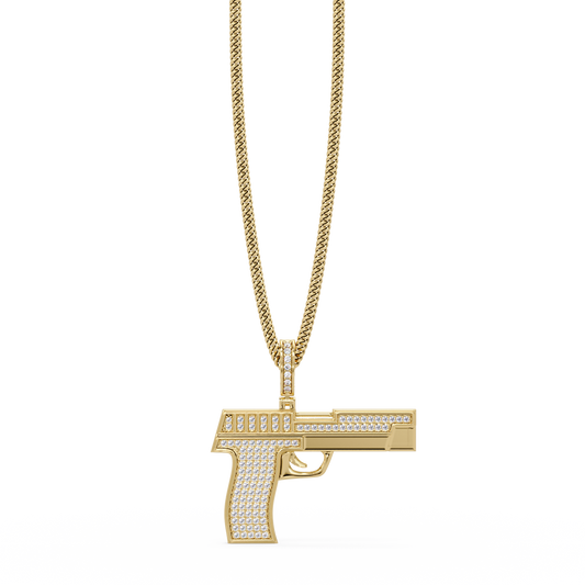 Iced Pistol Lab Grown Diamond Pendant Necklace - HIGHCARAT DIAMONDS