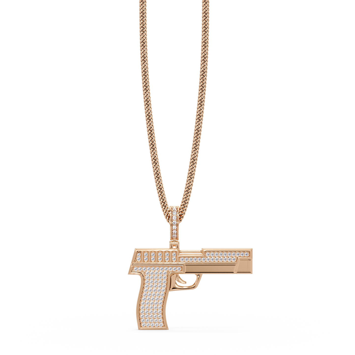 Iced Pistol Lab Grown Diamond Pendant Necklace - HIGHCARAT DIAMONDS