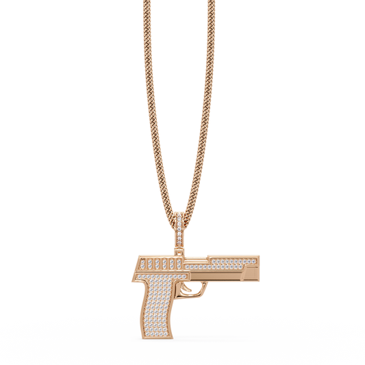 Iced Pistol Lab Grown Diamond Pendant Necklace - HIGHCARAT DIAMONDS