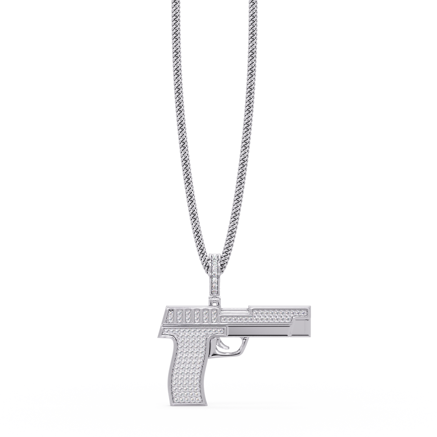 Iced Pistol Lab Grown Diamond Pendant Necklace - HIGHCARAT DIAMONDS