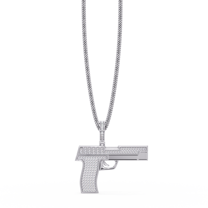 Iced Pistol Lab Grown Diamond Pendant Necklace - HIGHCARAT DIAMONDS