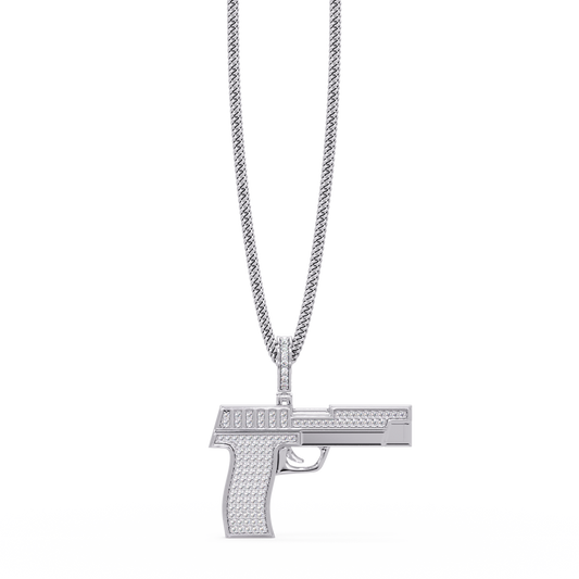 Iced Pistol Lab Grown Diamond Pendant Necklace - HIGHCARAT DIAMONDS
