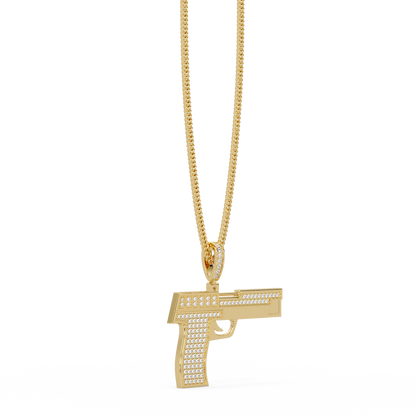 Iced Pistol Lab Grown Diamond Pendant Necklace - HIGHCARAT DIAMONDS