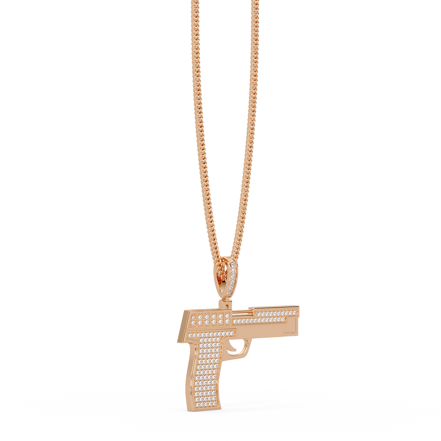 Iced Pistol Lab Grown Diamond Pendant Necklace - HIGHCARAT DIAMONDS