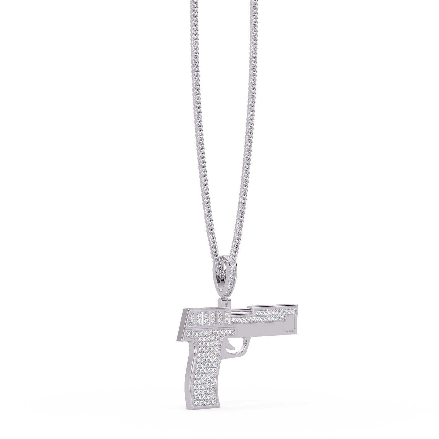 Iced Pistol Lab Grown Diamond Pendant Necklace - HIGHCARAT DIAMONDS