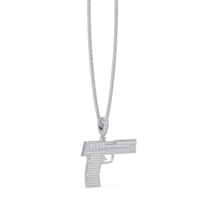 Iced Pistol Lab Grown Diamond Pendant Necklace - HIGHCARAT DIAMONDS