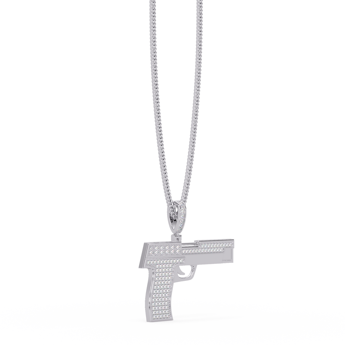 Iced Pistol Lab Grown Diamond Pendant Necklace - HIGHCARAT DIAMONDS