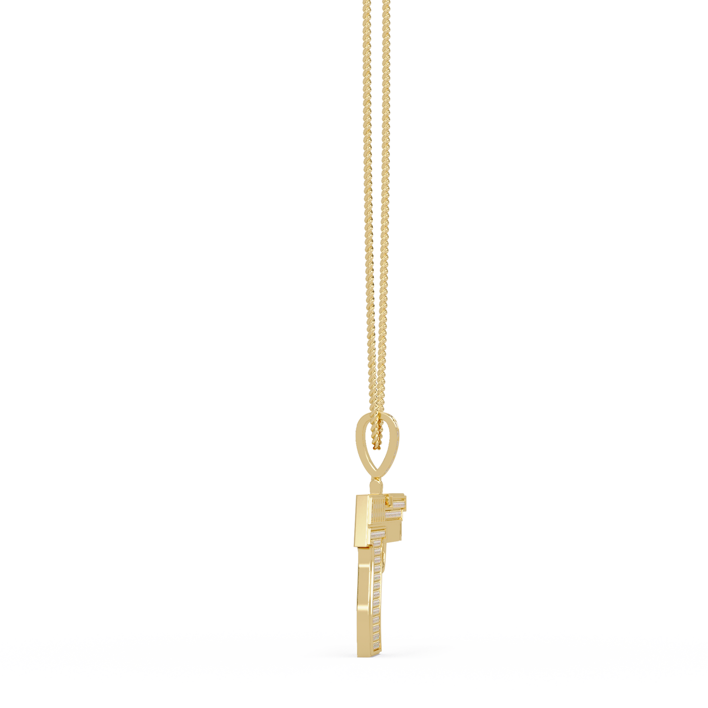Iced Pistol Lab Grown Diamond Pendant Necklace - HIGHCARAT DIAMONDS