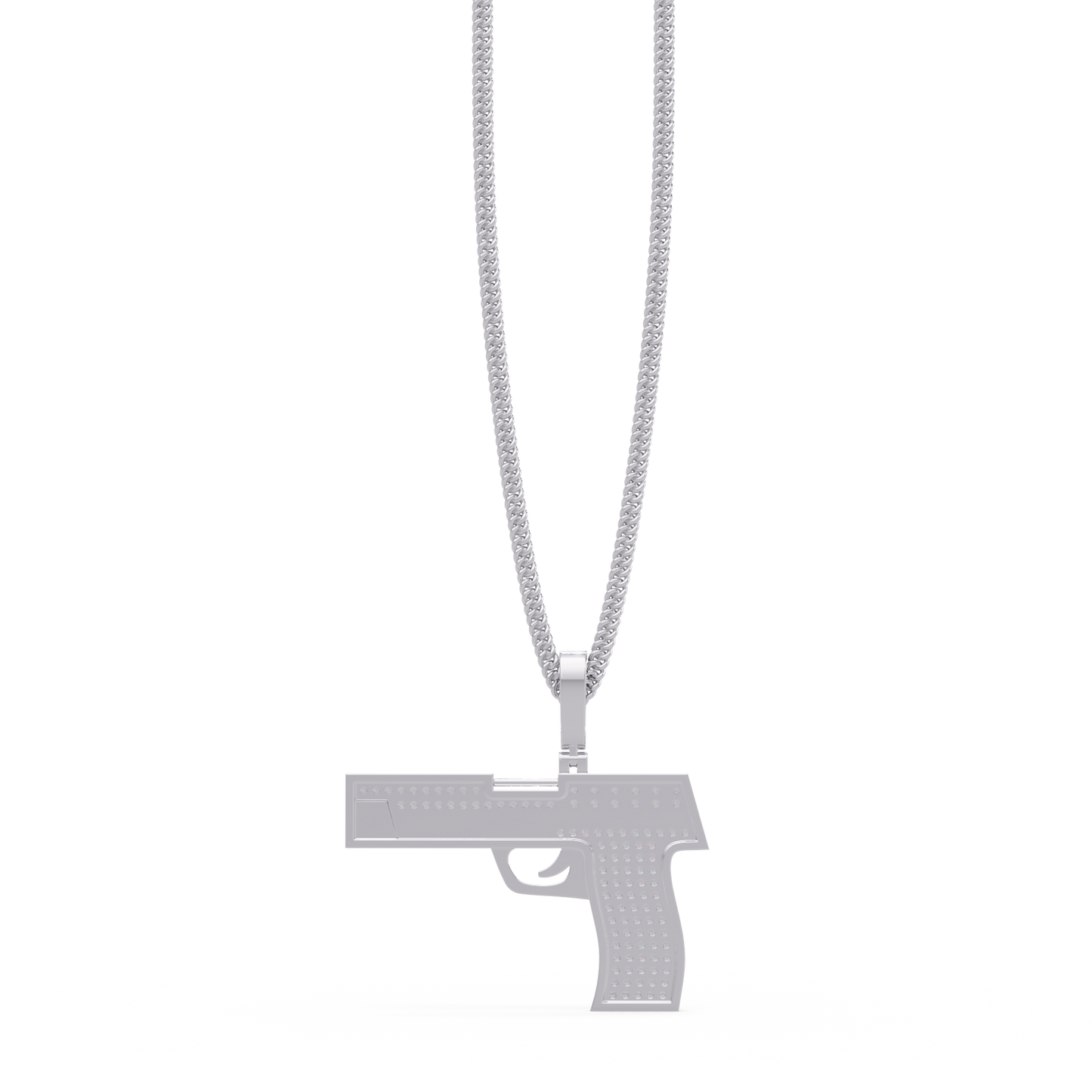Iced Pistol Lab Grown Diamond Pendant Necklace - HIGHCARAT DIAMONDS