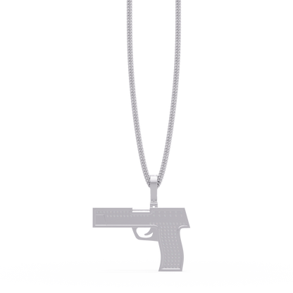 Iced Pistol Lab Grown Diamond Pendant Necklace - HIGHCARAT DIAMONDS