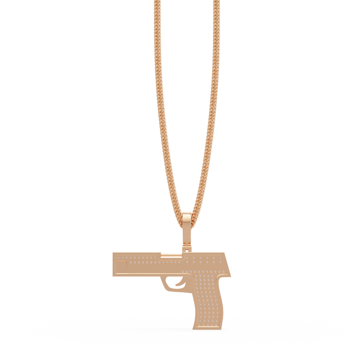 Iced Pistol Lab Grown Diamond Pendant Necklace - HIGHCARAT DIAMONDS