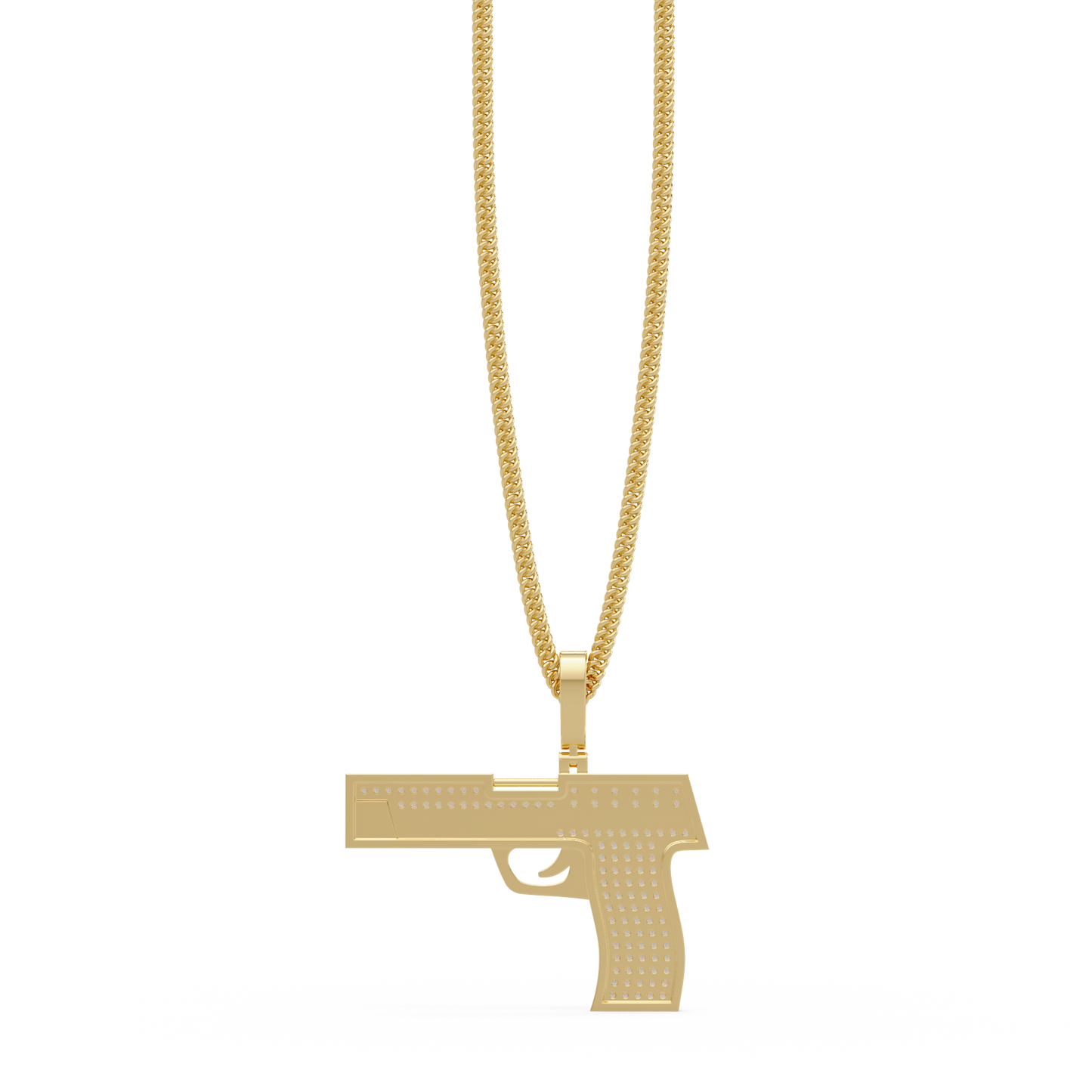 Iced Pistol Lab Grown Diamond Pendant Necklace - HIGHCARAT DIAMONDS