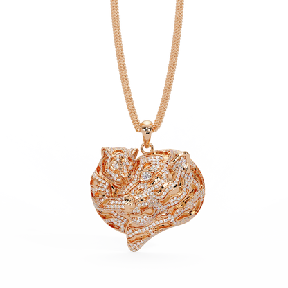 Iced Tiger Face Gold Lab Grown Diamond Pendant - HIGHCARAT DIAMONDS