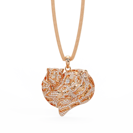Iced Tiger Face Gold Lab Grown Diamond Pendant - HIGHCARAT DIAMONDS