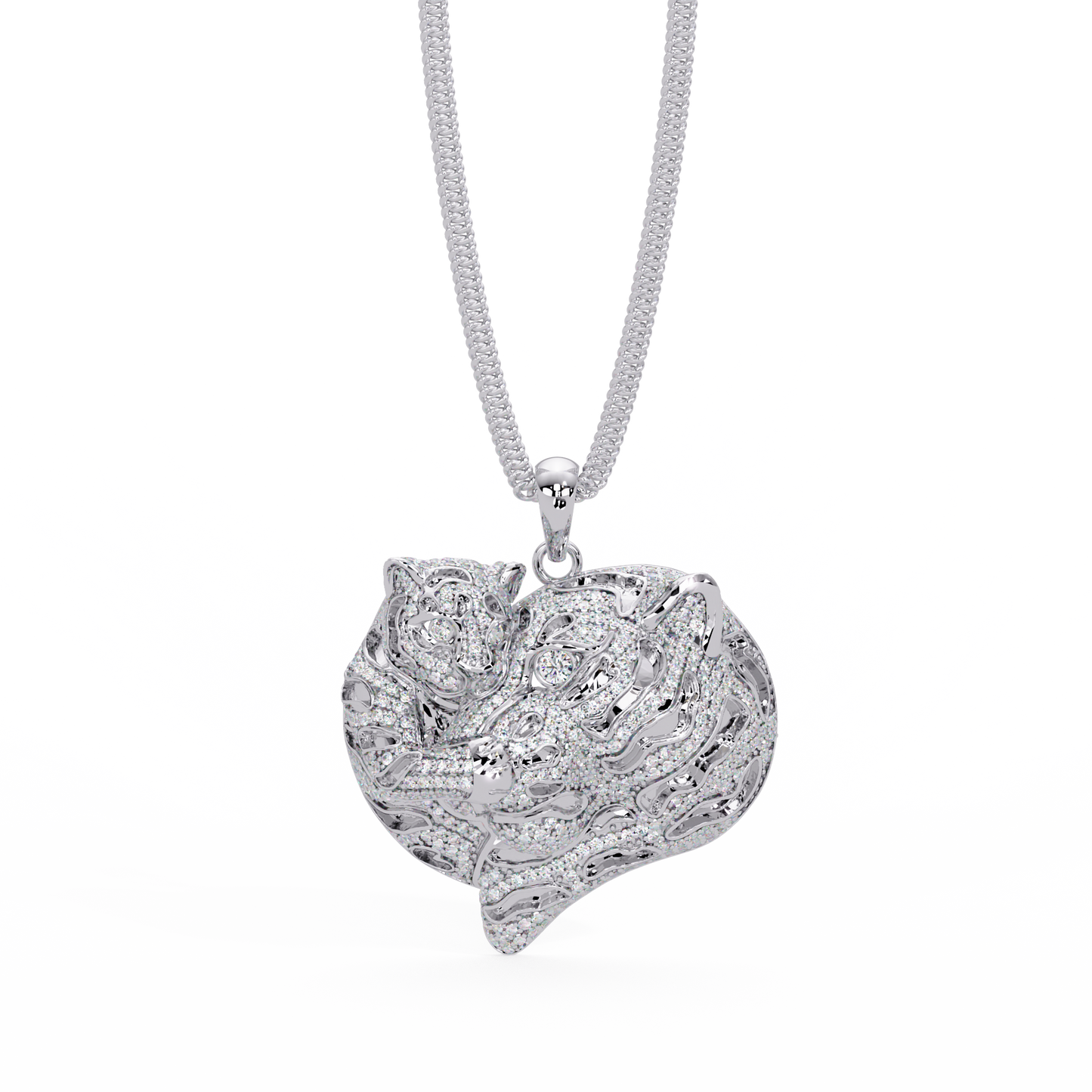 Iced Tiger Face Gold Lab Grown Diamond Pendant - HIGHCARAT DIAMONDS