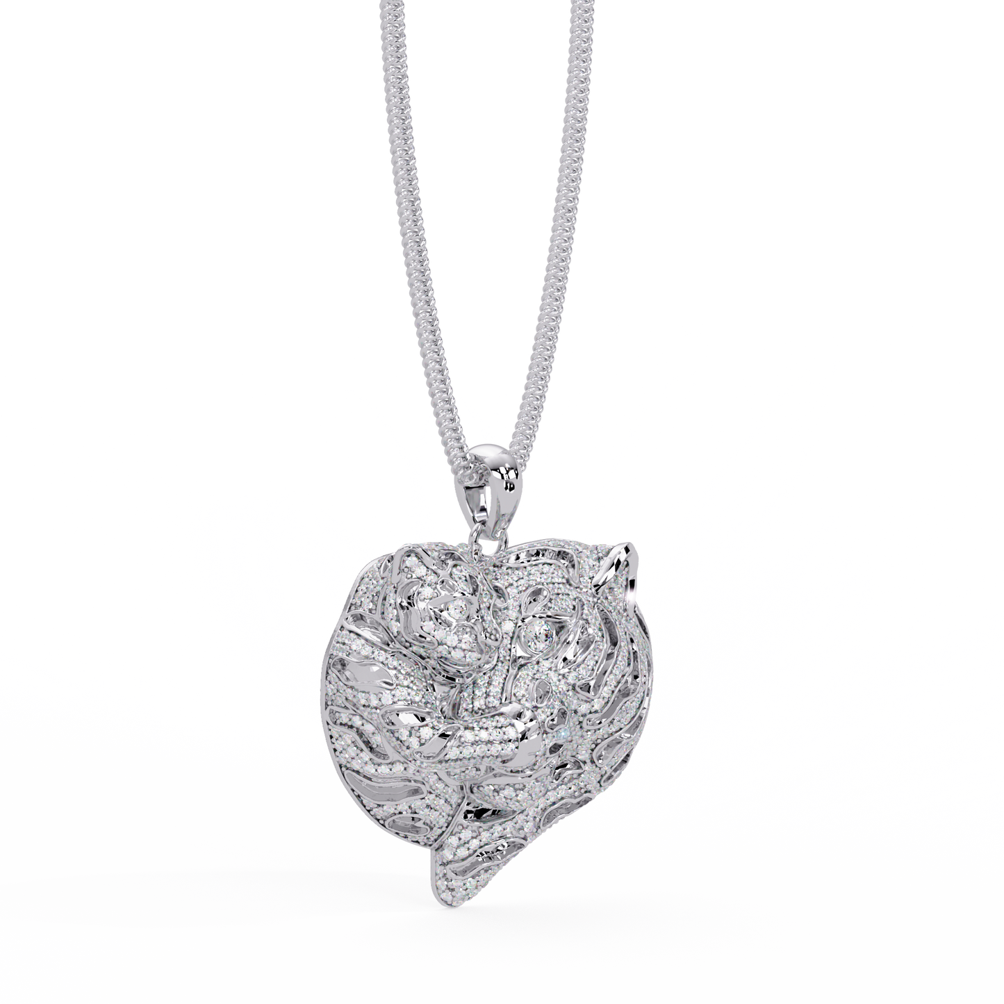 Iced Tiger Face Gold Lab Grown Diamond Pendant - HIGHCARAT DIAMONDS