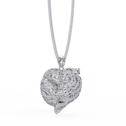 Iced Tiger Face Gold Lab Grown Diamond Pendant - HIGHCARAT DIAMONDS