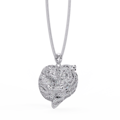 Iced Tiger Face Gold Lab Grown Diamond Pendant - HIGHCARAT DIAMONDS