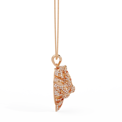 Iced Tiger Face Gold Lab Grown Diamond Pendant - HIGHCARAT DIAMONDS