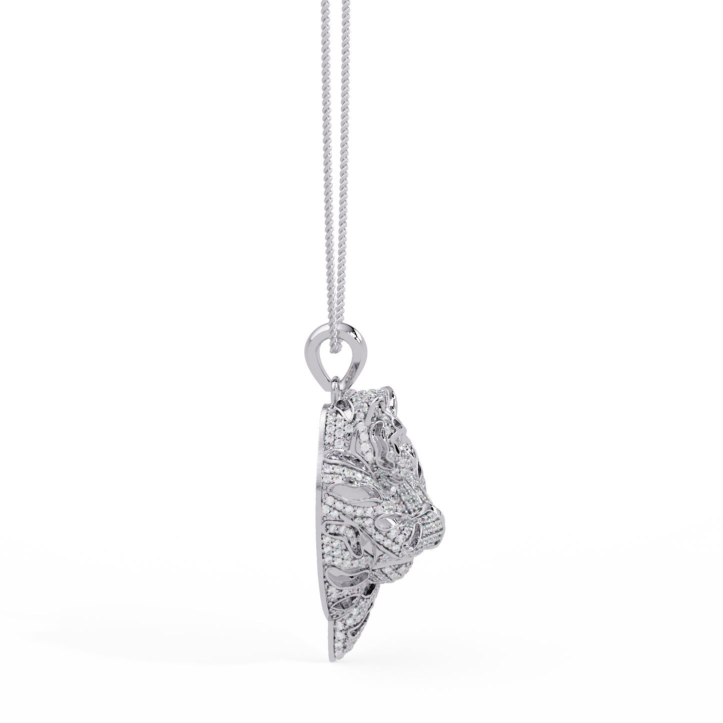 Iced Tiger Face Gold Lab Grown Diamond Pendant - HIGHCARAT DIAMONDS