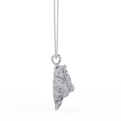 Iced Tiger Face Gold Lab Grown Diamond Pendant - HIGHCARAT DIAMONDS