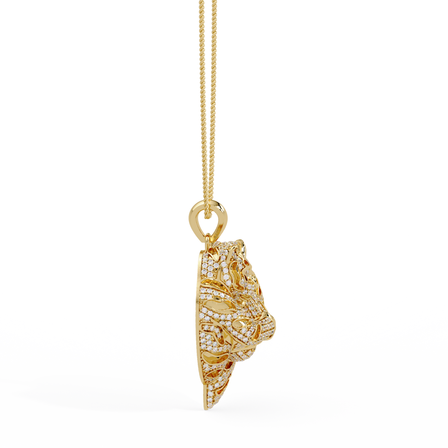 Iced Tiger Face Gold Lab Grown Diamond Pendant - HIGHCARAT DIAMONDS