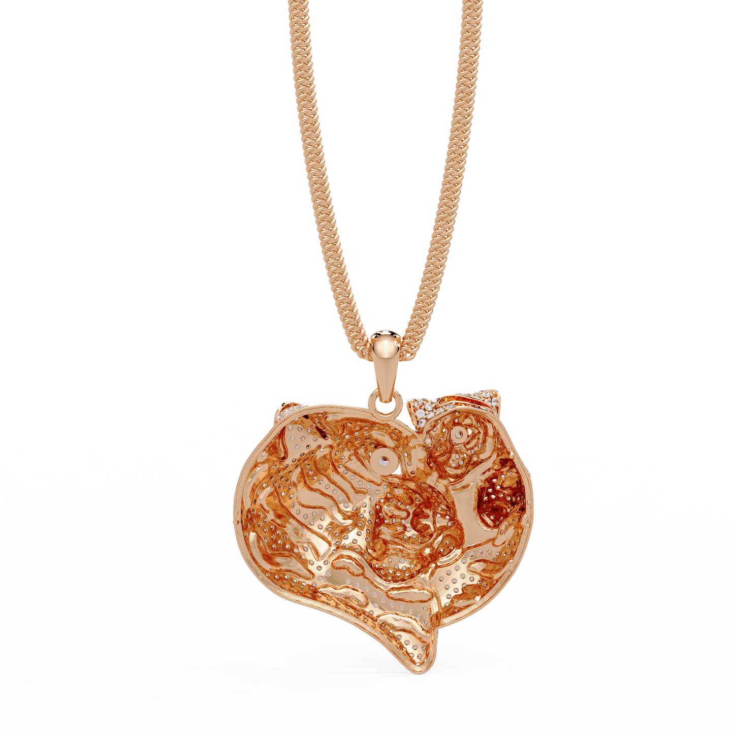 Iced Tiger Face Gold Lab Grown Diamond Pendant - HIGHCARAT DIAMONDS