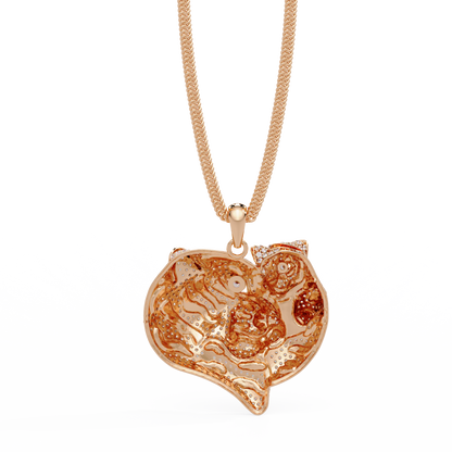 Iced Tiger Face Gold Lab Grown Diamond Pendant - HIGHCARAT DIAMONDS