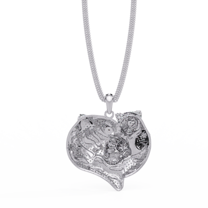 Iced Tiger Face Gold Lab Grown Diamond Pendant - HIGHCARAT DIAMONDS