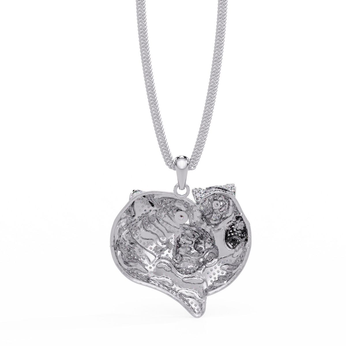 Iced Tiger Face Gold Lab Grown Diamond Pendant - HIGHCARAT DIAMONDS