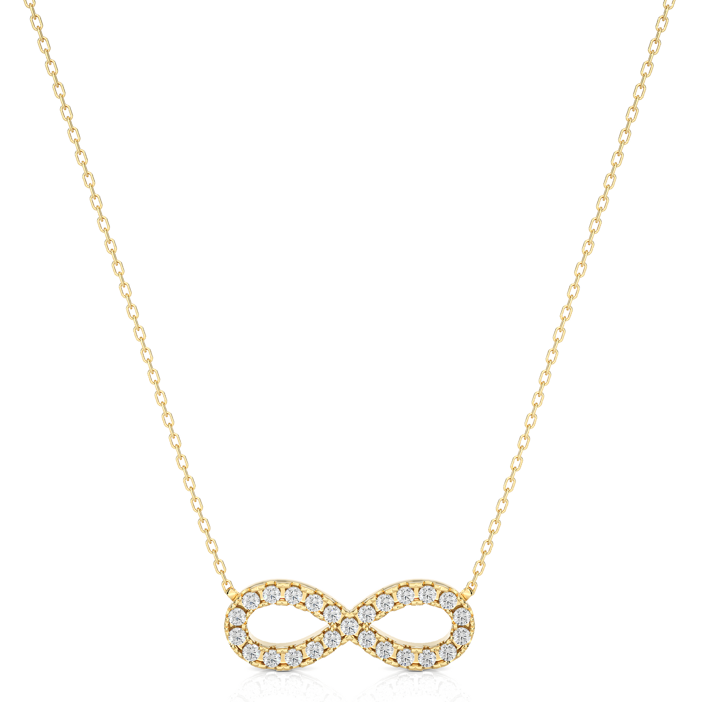 White gold infinity necklace with pavé round diamonds