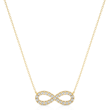 White gold infinity necklace with pavé round diamonds