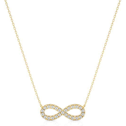 White gold infinity necklace with pavé round diamonds