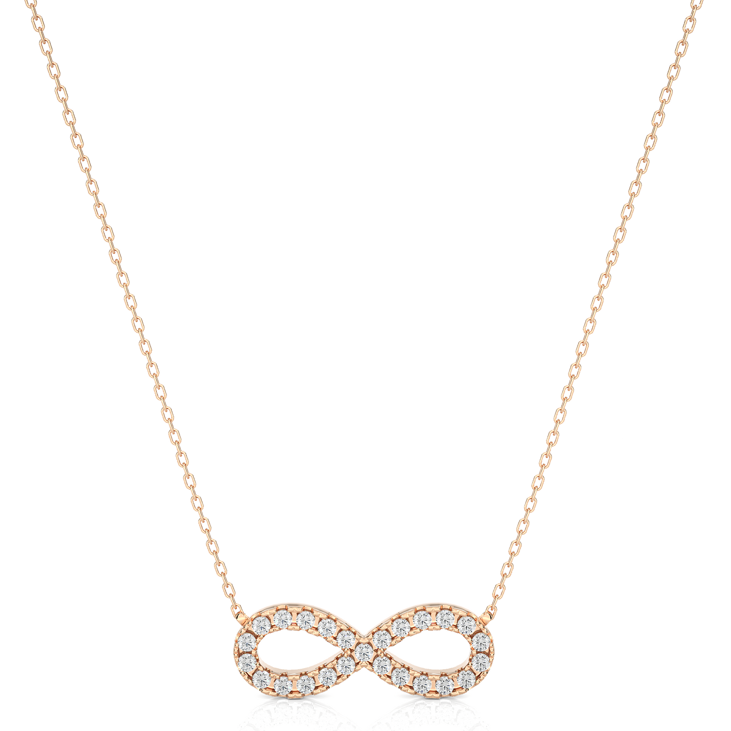 Round diamond infinity pendant necklace for women