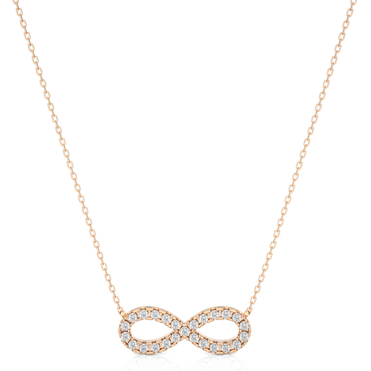 Round diamond infinity pendant necklace for women