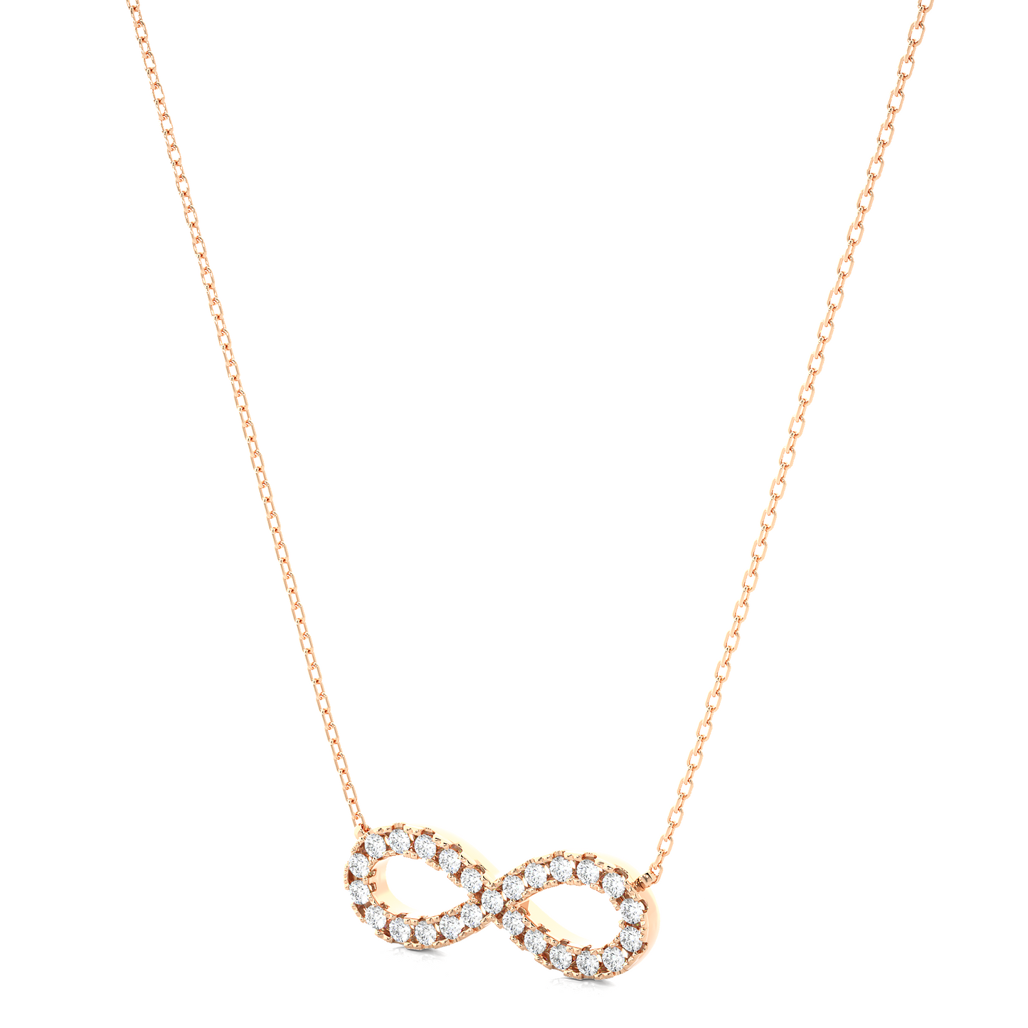 Minimal infinity symbol necklace with sparkling diamonds