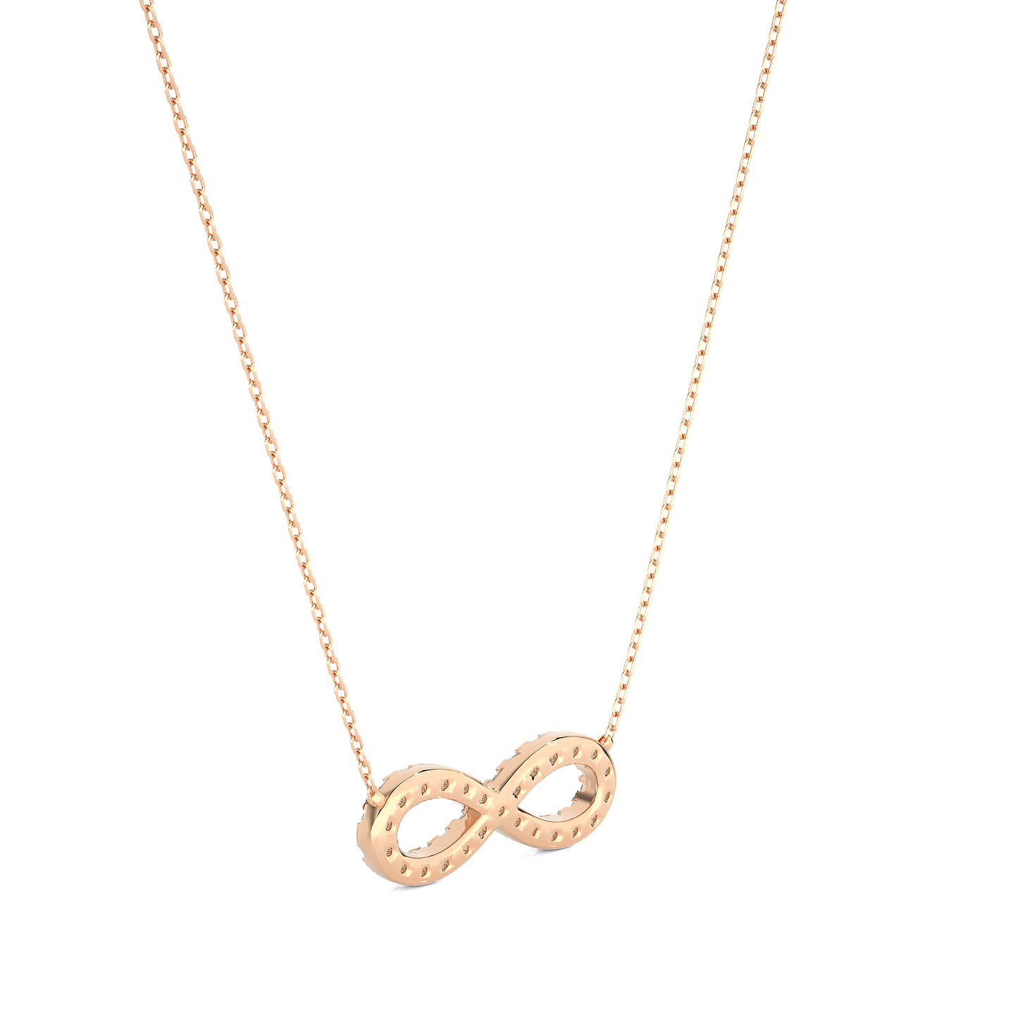 Modern infinity pendant with pavé round cut diamonds