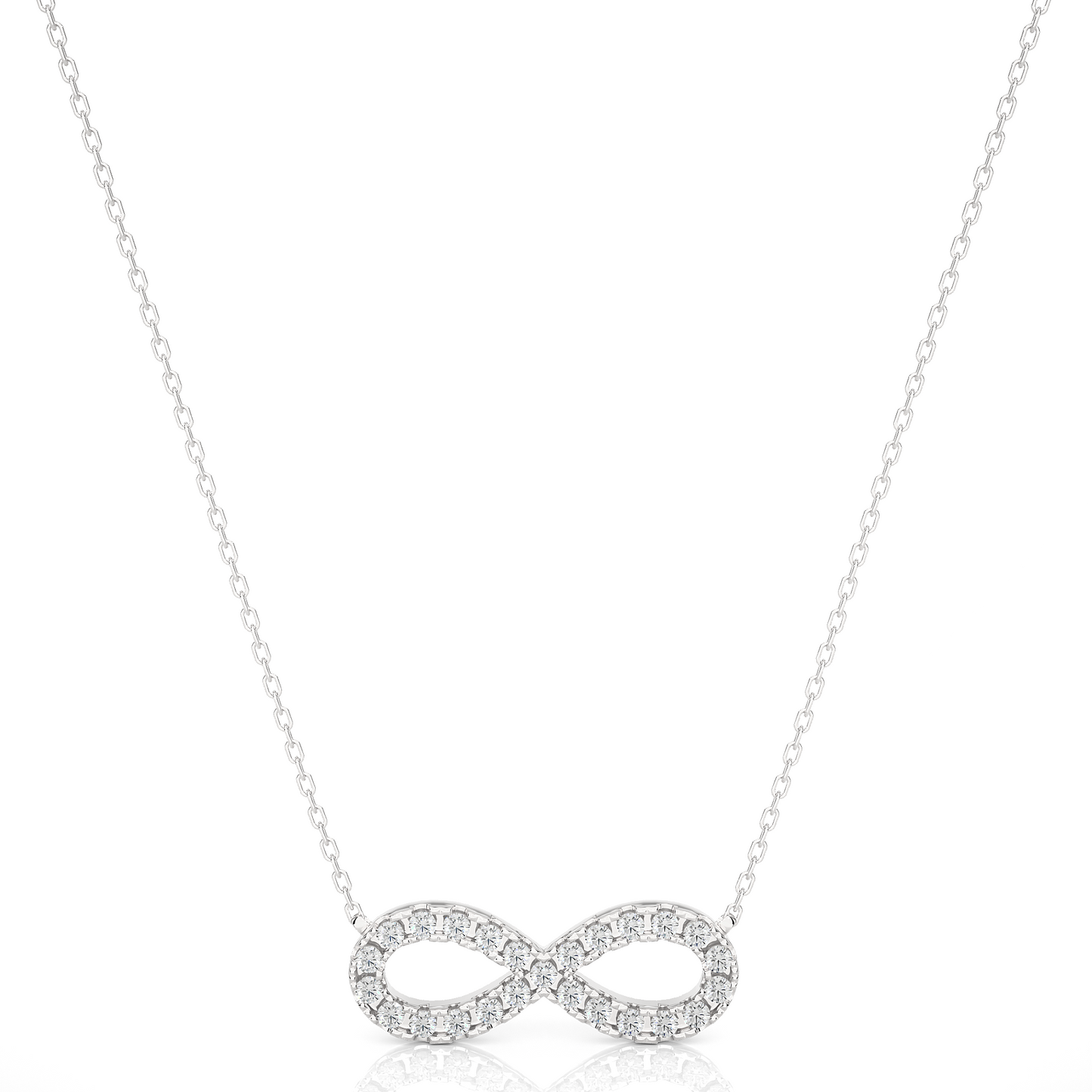Infinity pendant necklace with round lab grown diamonds