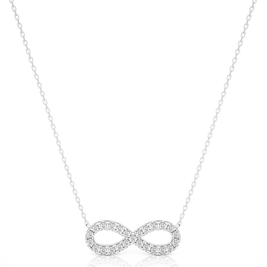 Infinity pendant necklace with round lab grown diamonds