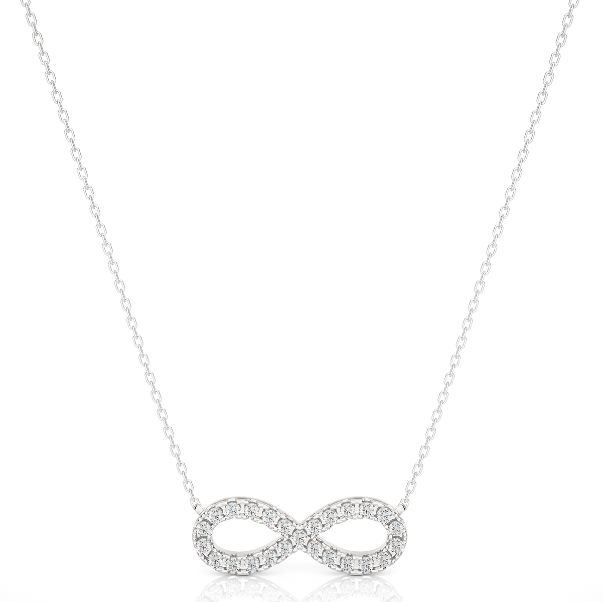 Infinity pendant necklace with round lab grown diamonds